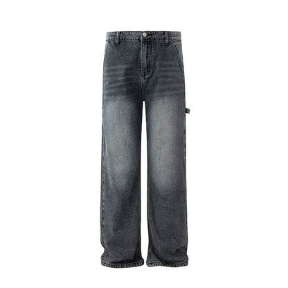 Casual Style Workwear Style Denim Material Straight Leg Wide Leg Clean Fit Pants eprolo