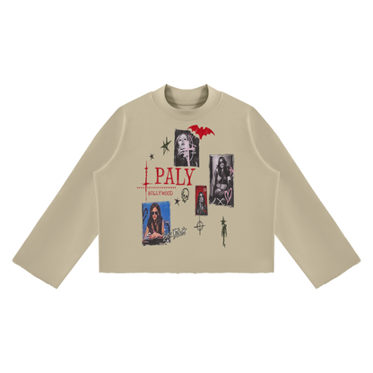 Mock Neck Raw Edge Boxy Sweatshirt For Men | MuddyStock Originals Khaki