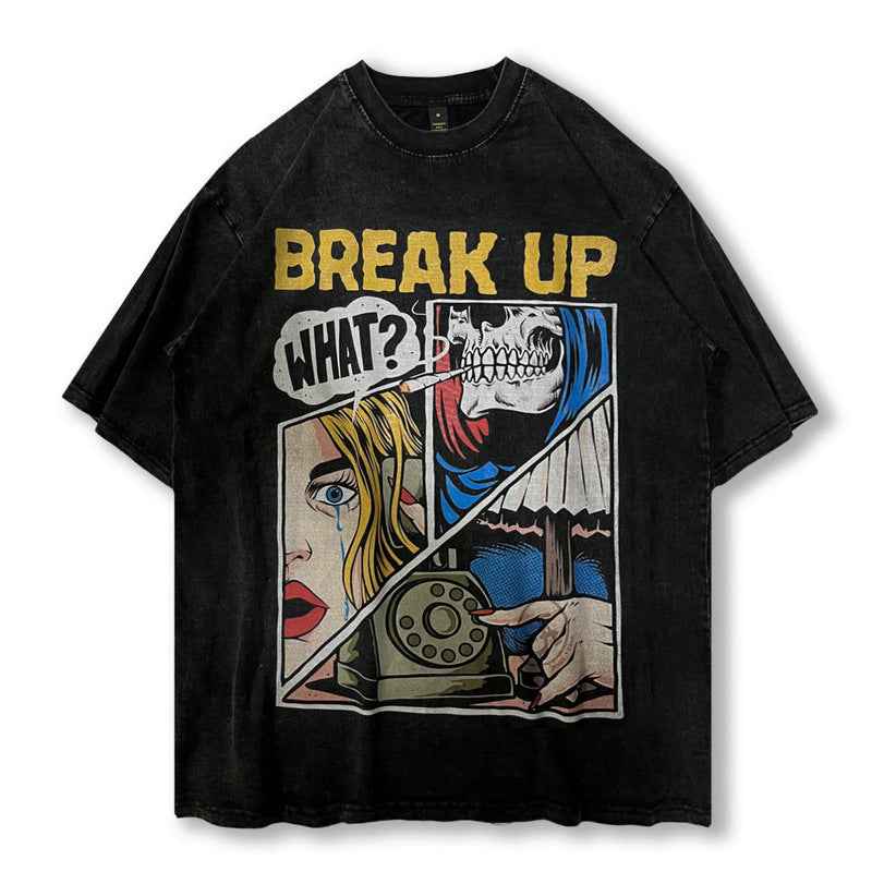 Cartoon Printed Washed And Worn Short-sleeved T-shirt For Women 331 Style null