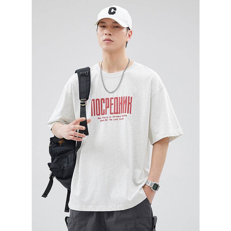 Letter Printed T-shirt Japanese Loose Cotton Half Sleeve T shirt MuddyStock