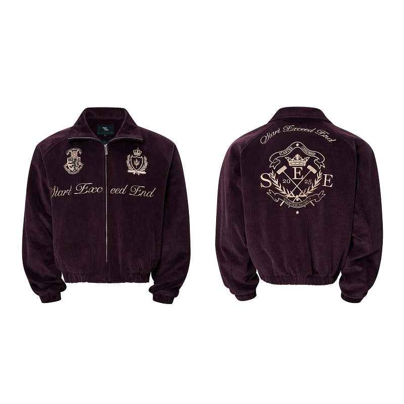 Men's Noble Embroidered Badge Jacket Plum Color MuddyStock