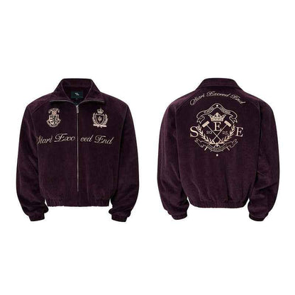 Men's Noble Embroidered Badge Jacket Plum Color MuddyStock