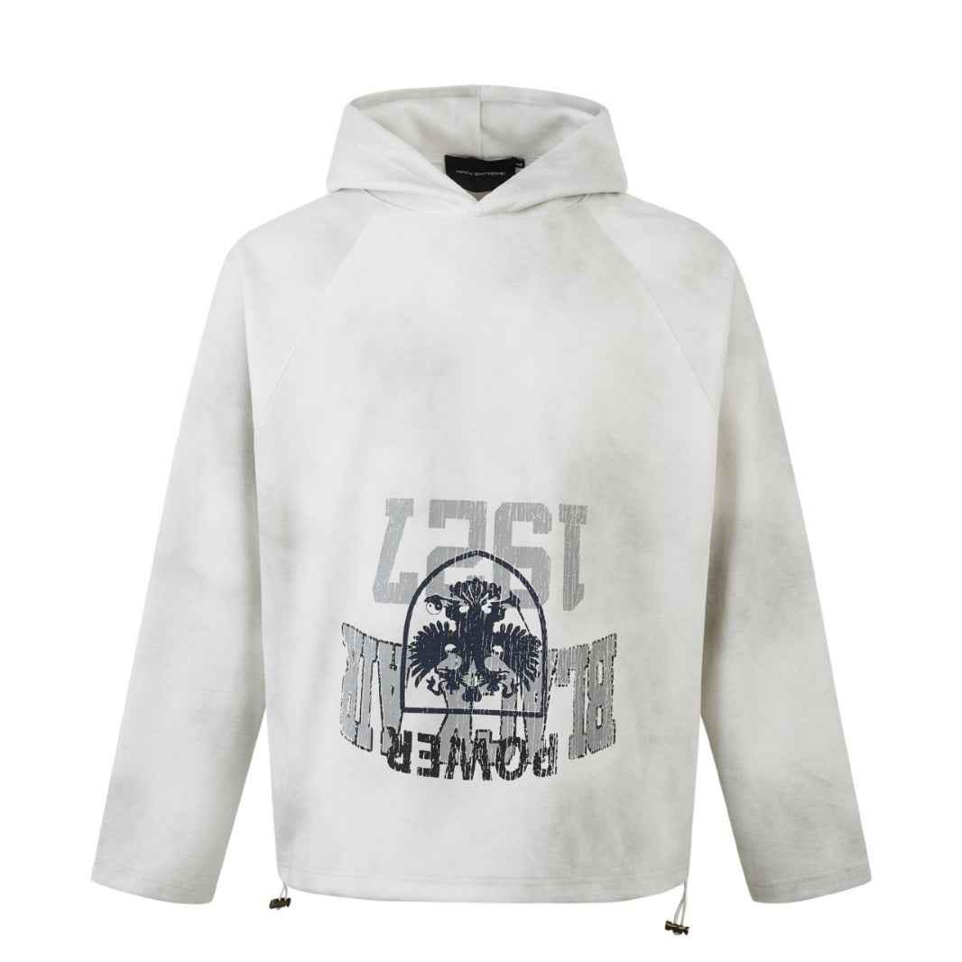 Batik Dirty Print Hoodie For Men And Women White MuddyStock