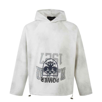 Batik Dirty Print Hoodie For Men And Women White MuddyStock