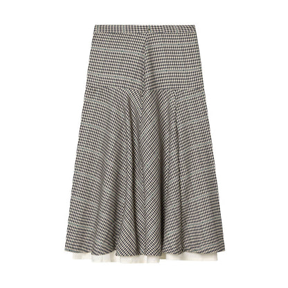 Color blocking collar plaid jacket+half skirt set for women | MuddyStock Originals