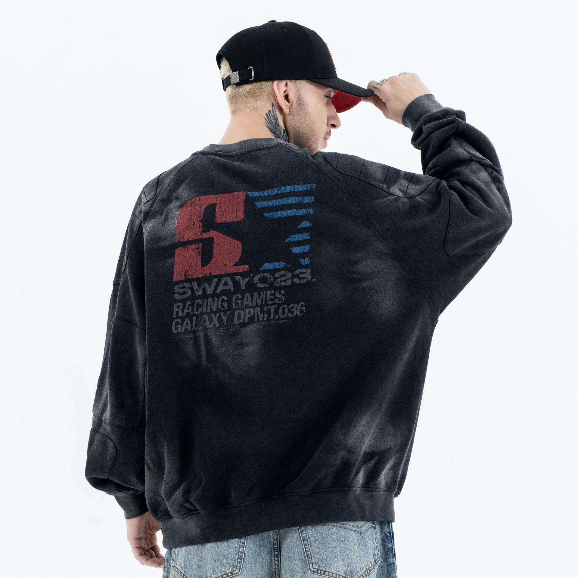 Men's Racing Print Crew Neck Sweatshirt | MuddyStock Originals MuddyStock