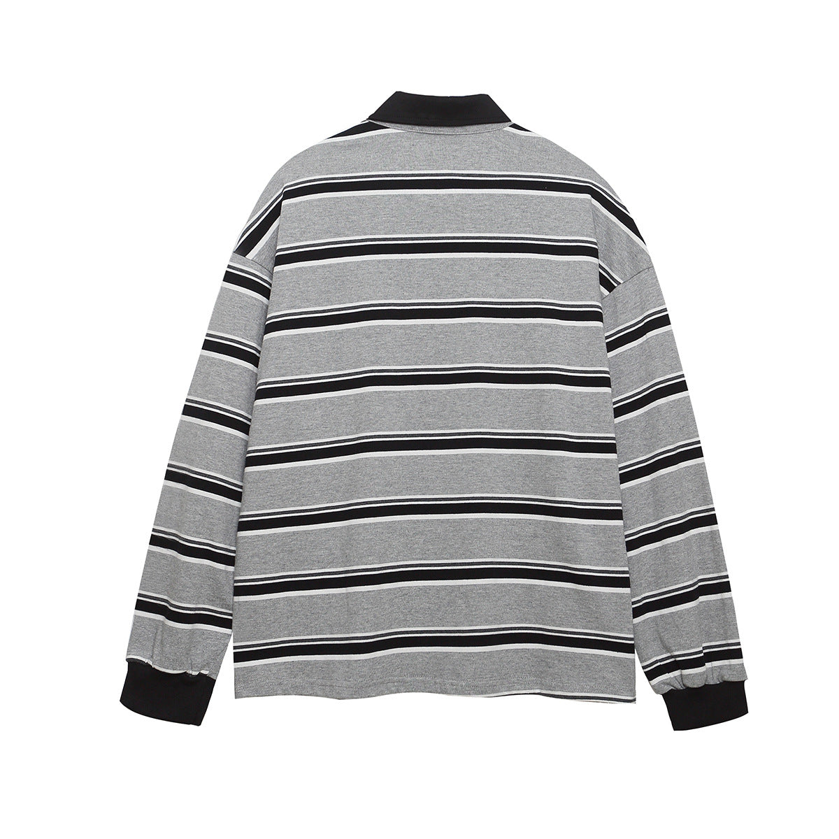 College style badge embroidered lapel polo shirt striped base shirt