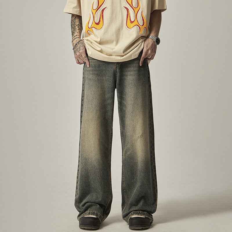 Straight Loose-fitting Wide-leg Trousers For Men MuddyStock