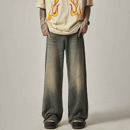 Straight Loose-fitting Wide-leg Trousers For Men MuddyStock