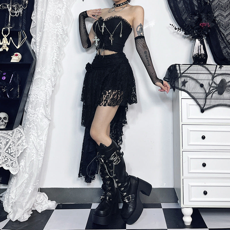 Crop Top Gothic Cross Chain Halter Strap Women's Backless Top | MuddyStock Originals MuddyStock