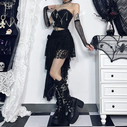 Crop Top Gothic Cross Chain Halter Strap Women's Backless Top | MuddyStock Originals MuddyStock