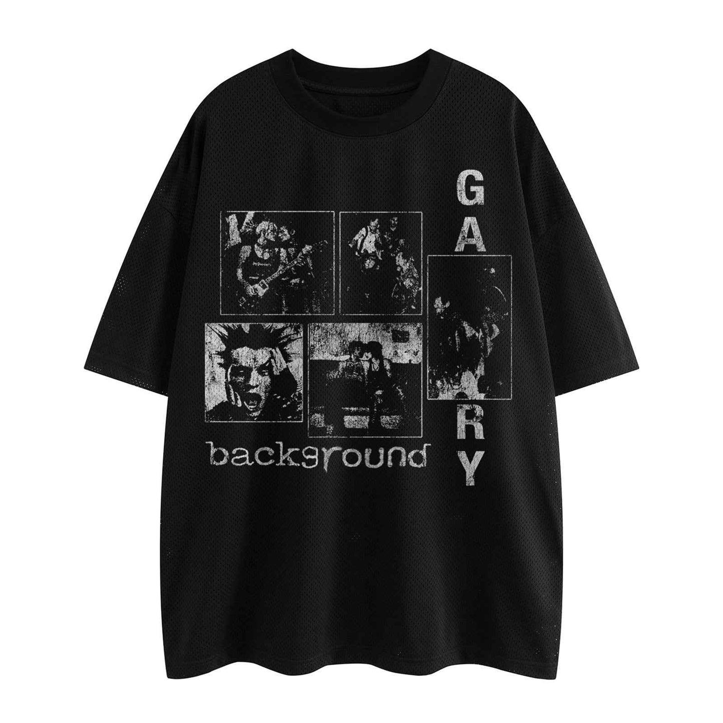 Streetwear High Street Dark Print Mesh Hole Design Short Sleeve T-Shirt For Men | MuddyStock Originals MuddyStock