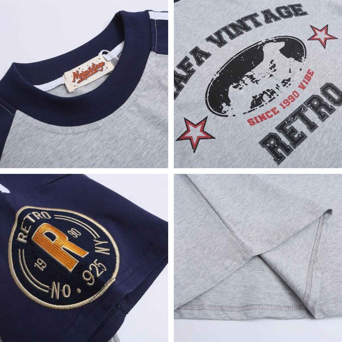 Color Block Letter Print Raglan Short Sleeve T-Shirt for Men and Women | MuddyStock Originals MuddyStock