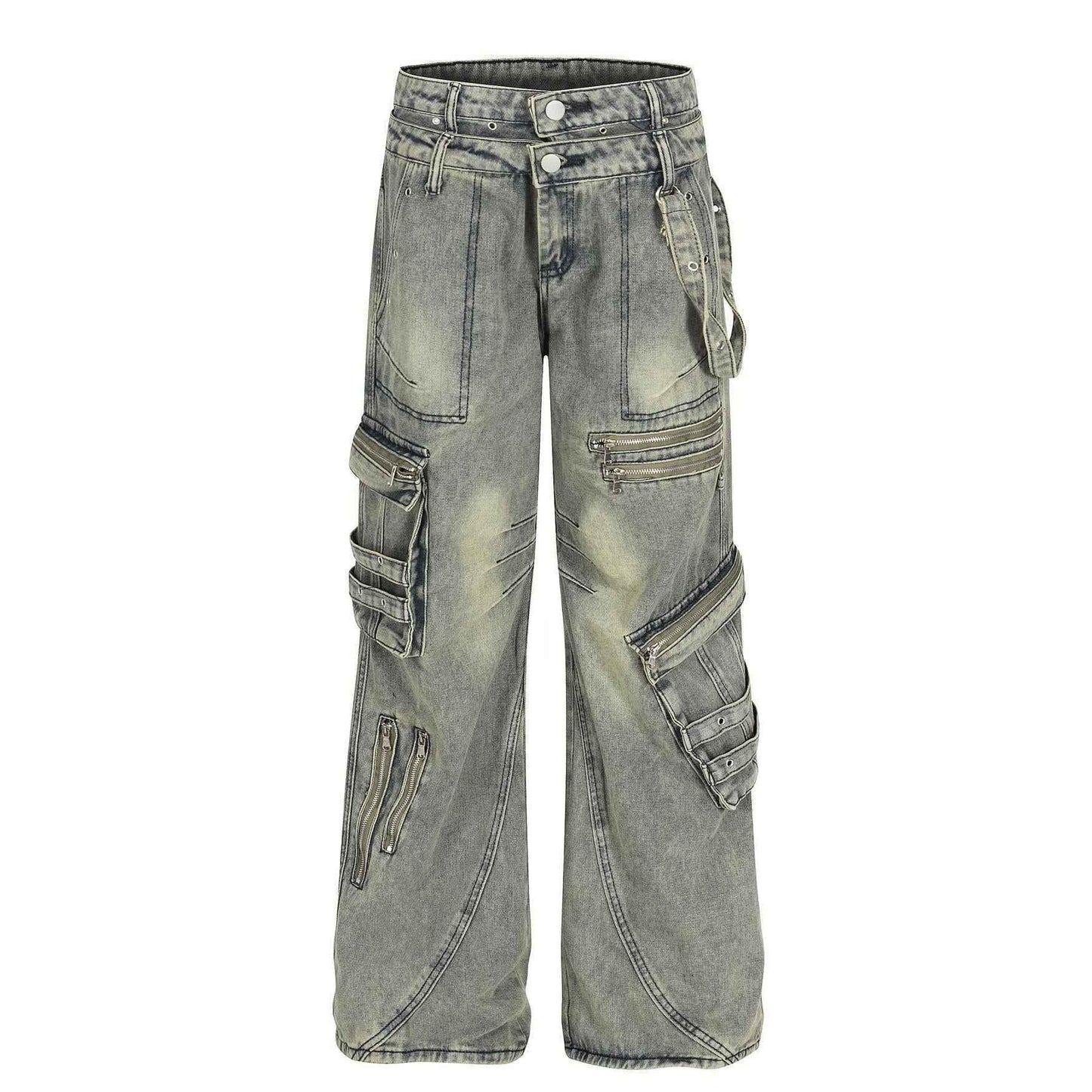 Retro design heavy-duty multi pocket denim work pants for women | MuddyStock Originals Blue