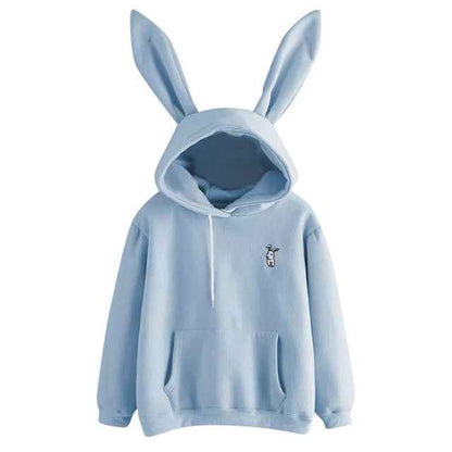 Women's Long Sleeve Rabbit Embroidered Hoodie | MuddyStock Originals Blue MuddyStock