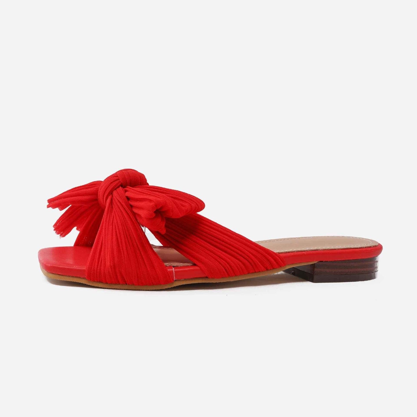 Women's Summer Flat Bottom Bow Mesh Outer Wear Fingerless Slippers red