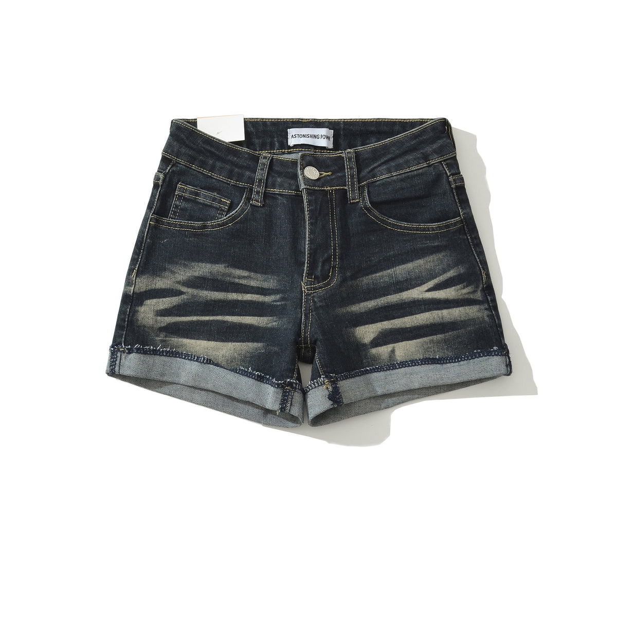 Denim Shorts for Women High Waist Sexy Cuffed Straight Leg A-Line Hot Pants