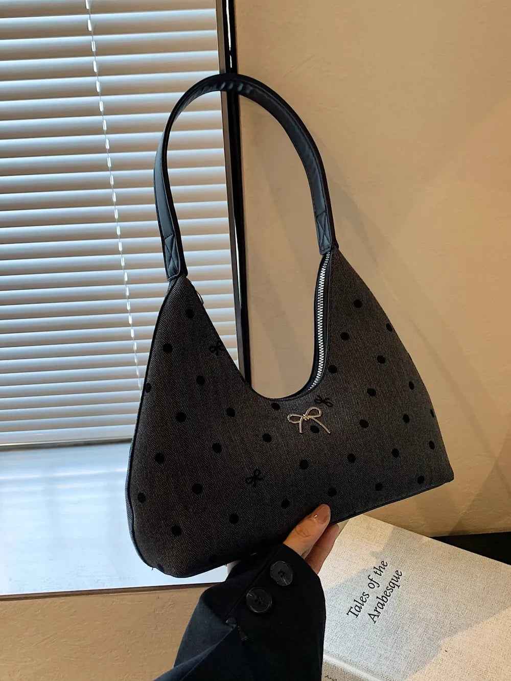 Moon Shape Shoulder Bag Dark Gray One Size