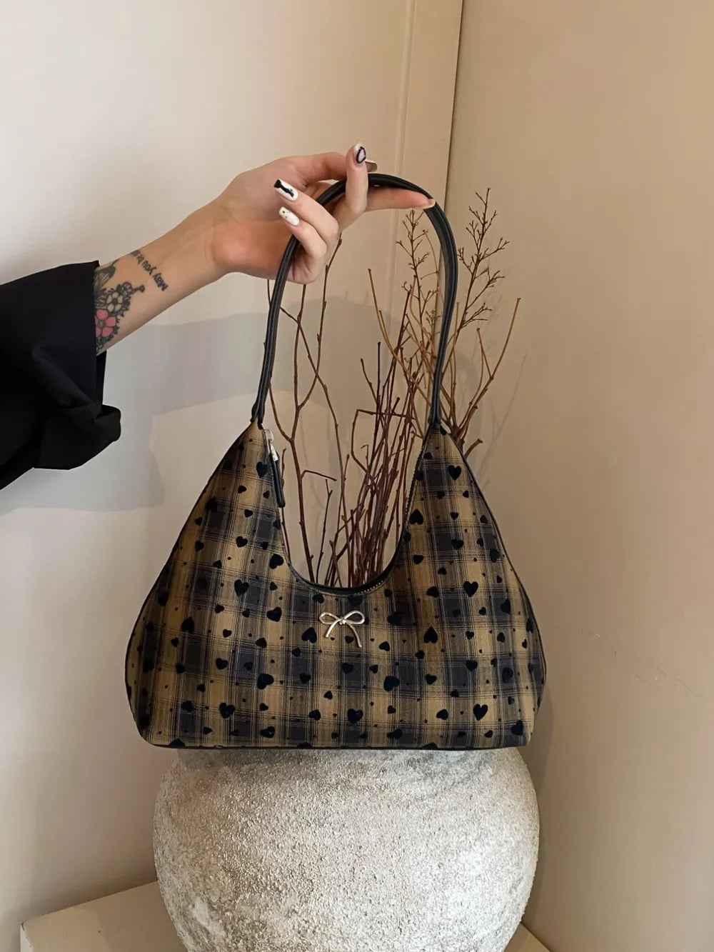 Moon Shape Shoulder Bag Khaki One Size