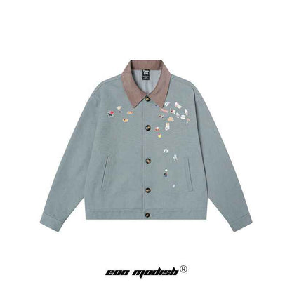 Street Style Sticker Print Work Jacket For Women | MuddyStock Originals