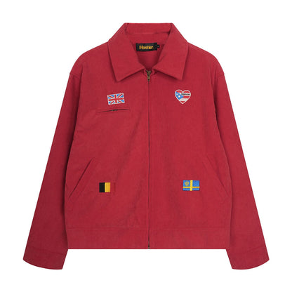 Corduroy heart-shaped printed lapel jacket for women