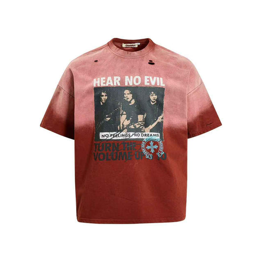Rock band washes old short sleeved T-shirt for men | MuddyStock Originals Red