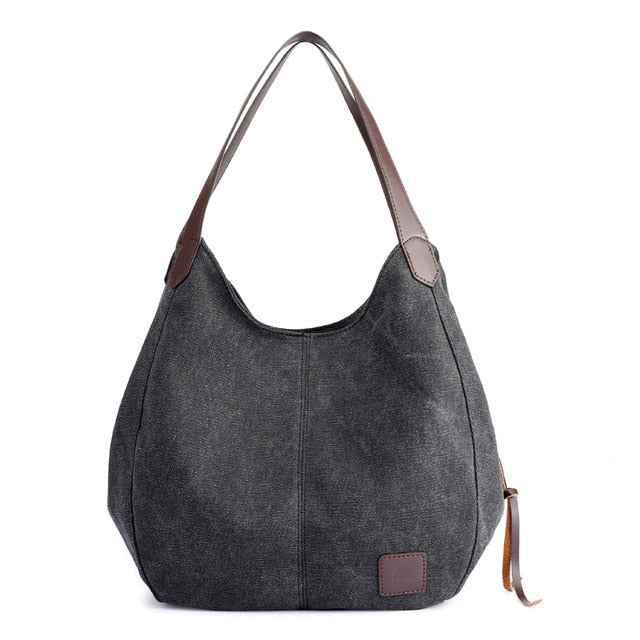 Women's Canvas Zipper bag Black