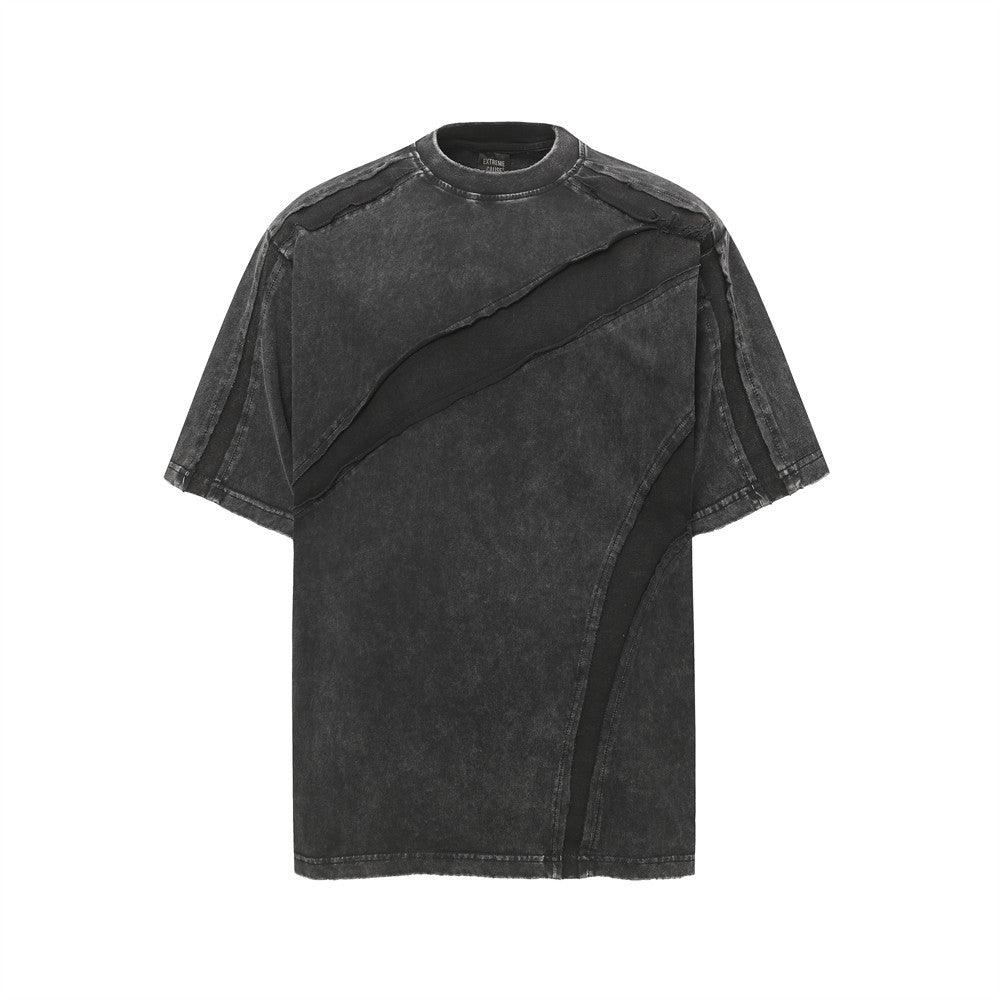 Worn-Out Washed Pure Cotton Short Sleeve T-Shirt For Men | MuddyStock Originals Black