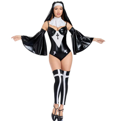 Nun Cosplay Costume For Halloween Party Black