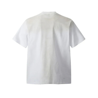 Letter print distressed dirty round neck loose short sleeved t-shirt for men | MuddyStock Originals eprolo