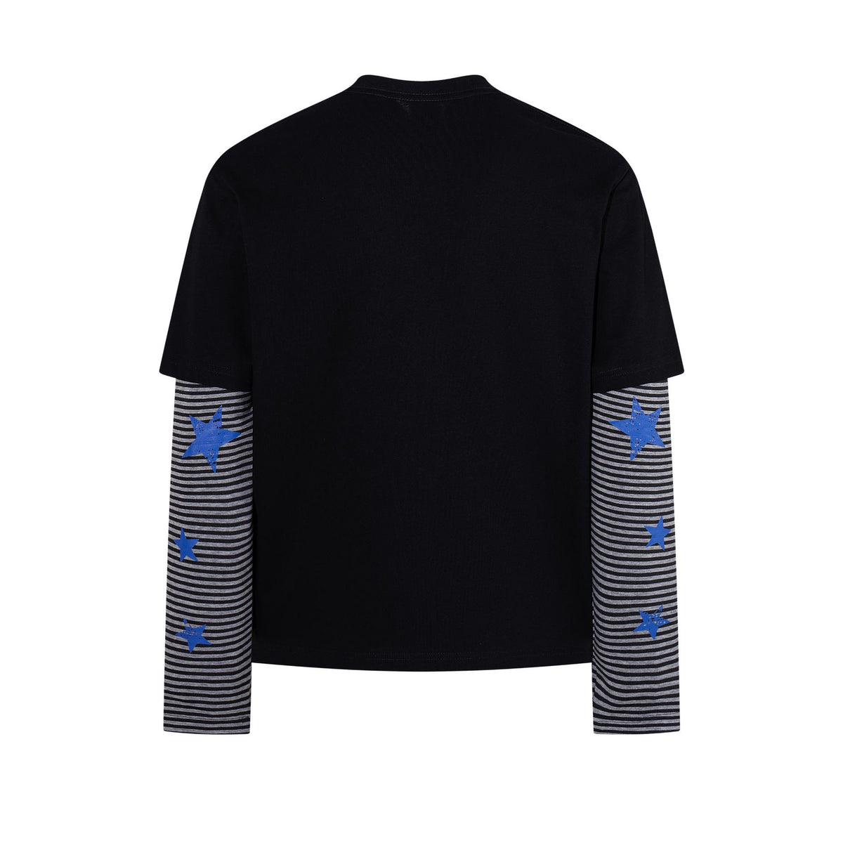 Punk Rock Portrait Printed Fake Two Piece Striped Long Sleeve T-shirt for men | MuddyStock Originals