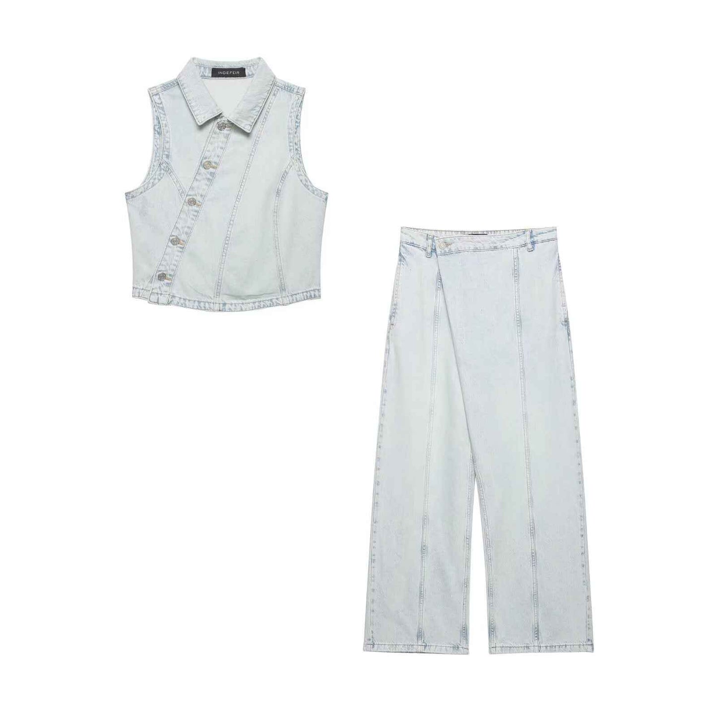Street denim vest+jeans set for women | MuddyStock Originals Set