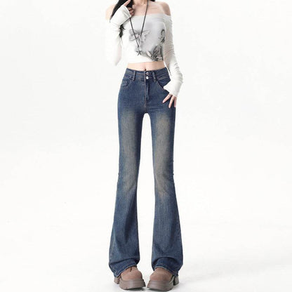Double Button Flared Jeans For Women | MuddyStock Originals Cement Gray MuddyStock