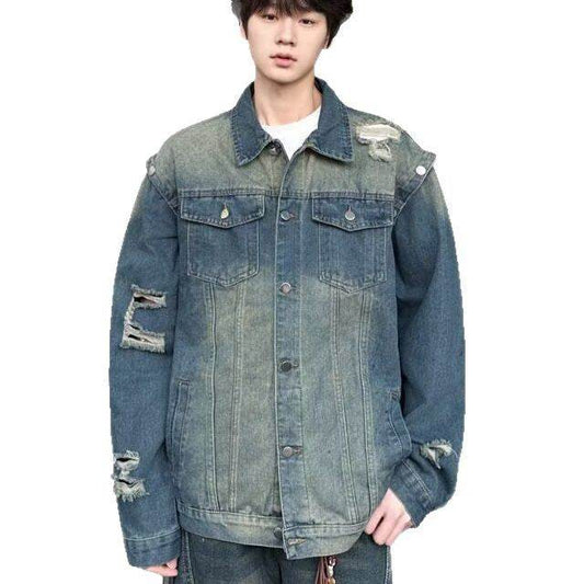 Water washed distressed denim jacket for men | MuddyStock Originals Blue MuddyStock