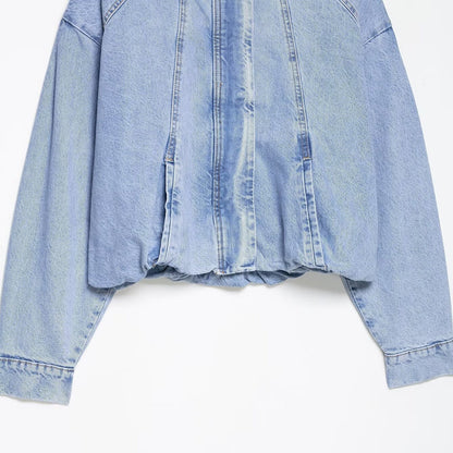 European And American-style Stand-collar Denim Bomber Jacket For Women All Products