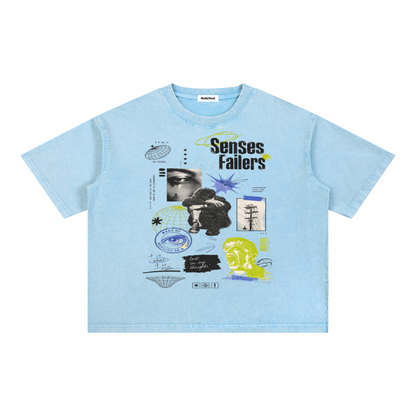 Mineral Wash Boxy Cotton T-Shirt For Men | MuddyStock Originals Sky Blue