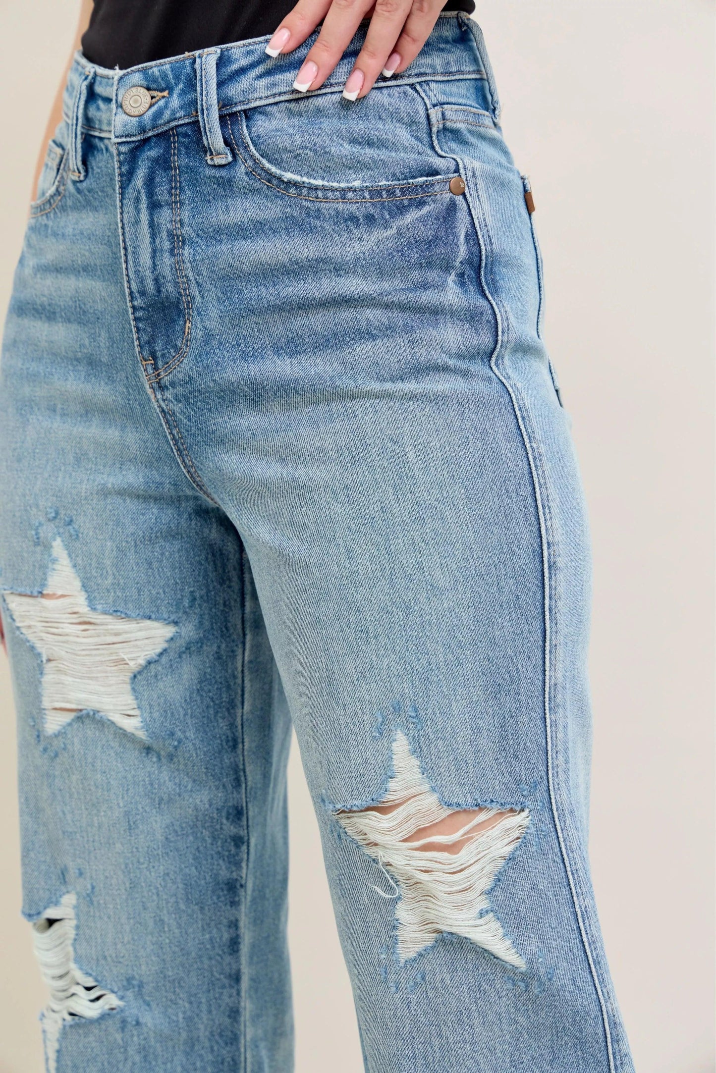 High Waist Rigid Magic Star Shaped Jeans For Women