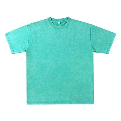 Summer New Round Neck Loose Retro Top Grass Green MuddyStock