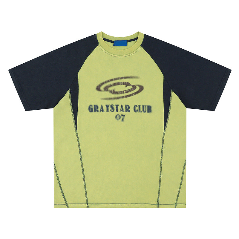 Hip Hop Letter Print Raglan Sleeve T-shirt For Men Green