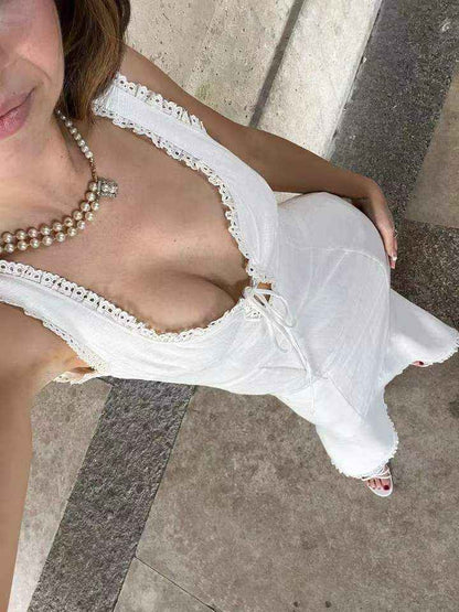 European And American Lace Strapping Backless Dress For Women MuddyStock