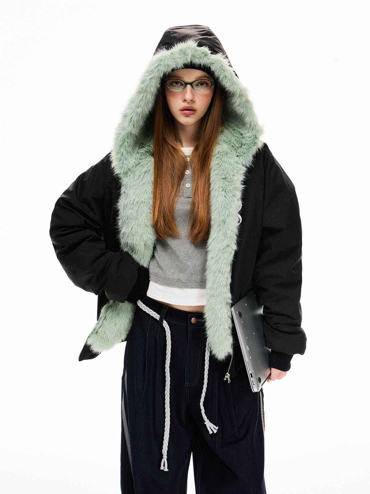 Loose Fleece-lined Warm Cotton Jacket For Women