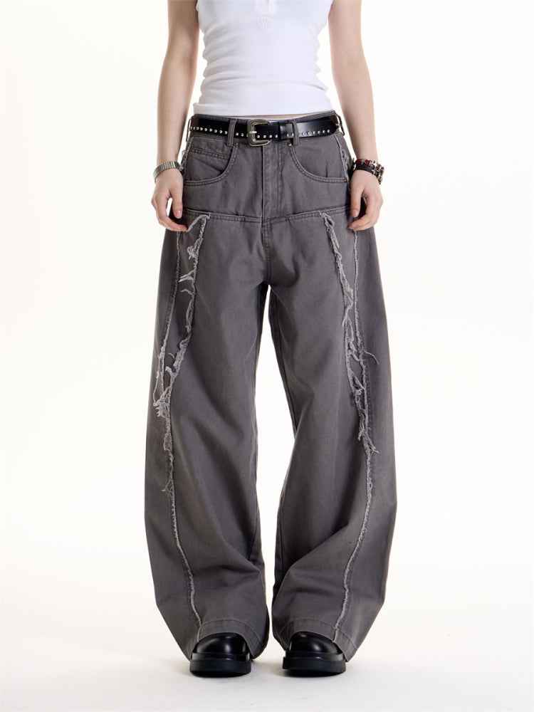 American Retro Style Deconstructive Design Jeans For Women Lime
