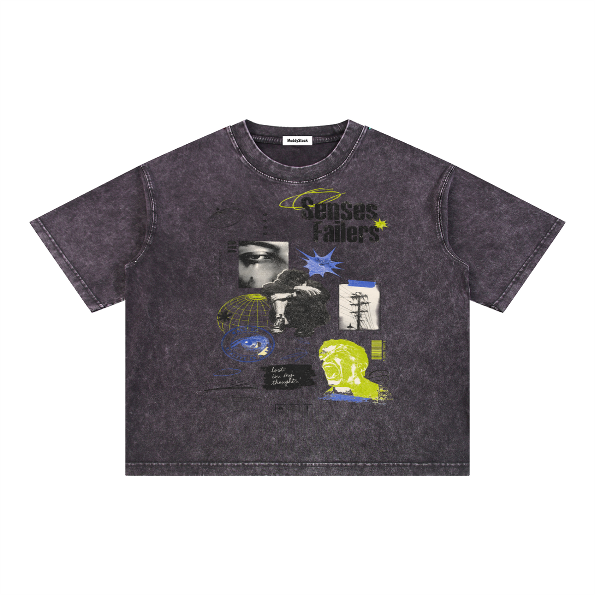 Mineral Wash Boxy Cotton T-Shirt For Men | MuddyStock Originals Dark Gray