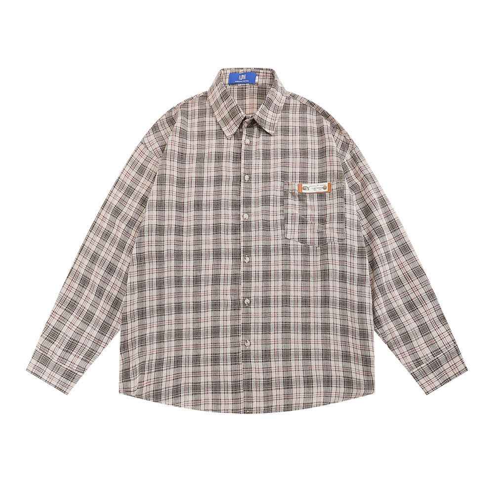 Plaid Long Sleeve Women's European And American Loose Casual Shirt Brown null