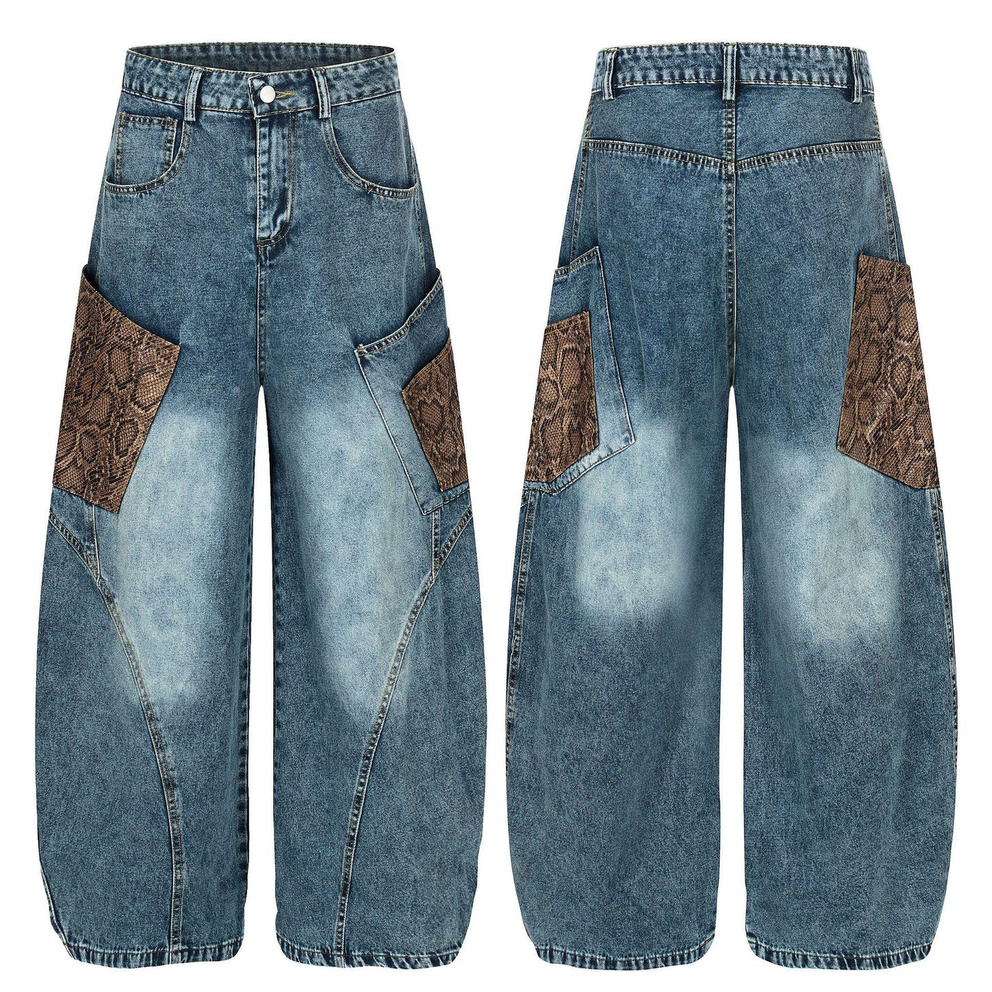 Men's Retro Washed Loose Wide Leg Jeans All Products