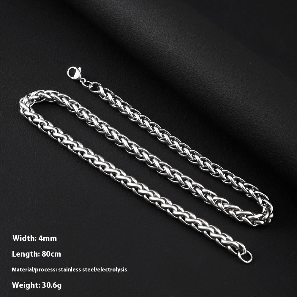 Men's Hip Hop Cool Keel Chain Necklace Steel color 4mm