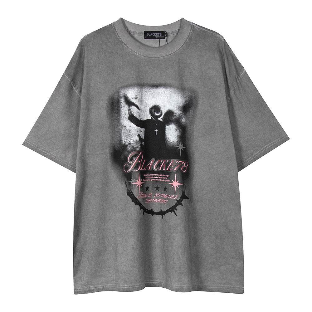 Men's Summer Pure Cotton Half Sleeve T-shirt Faded Gray MuddyStock