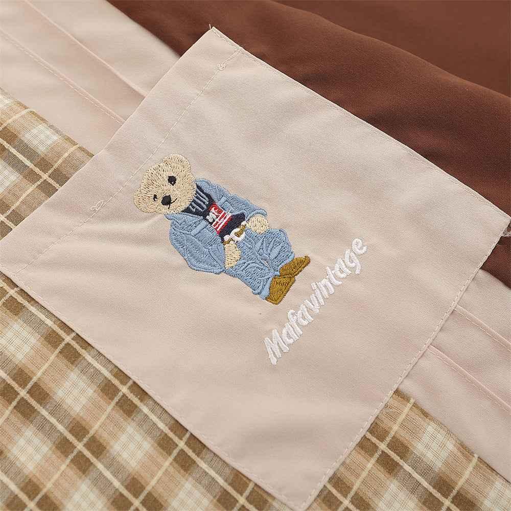 Plaid Asymmetric Stitching Long-sleeved Shirt For Men And Women null
