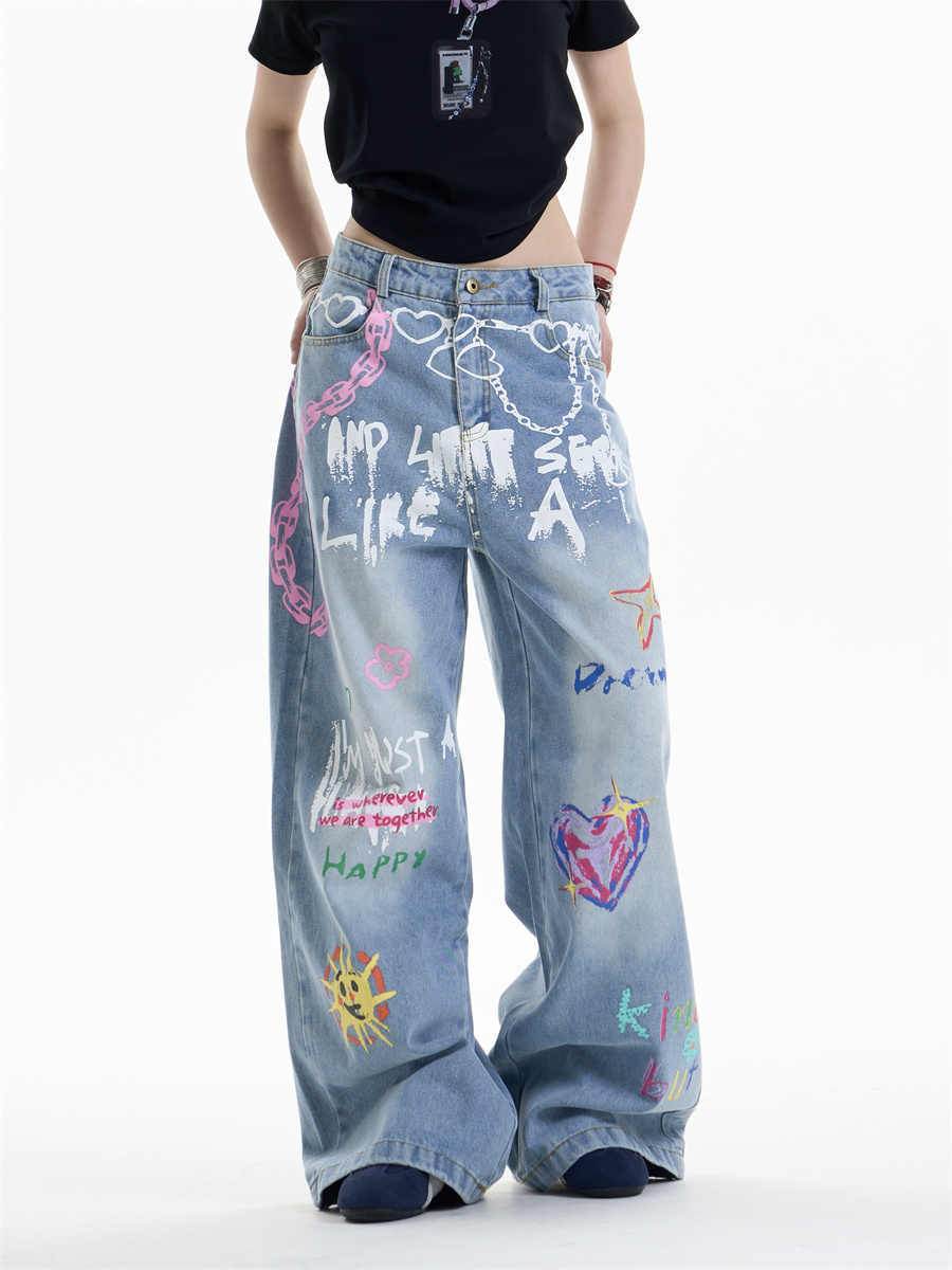 Waist Chain Printed Jeans For Women MuddyStock
