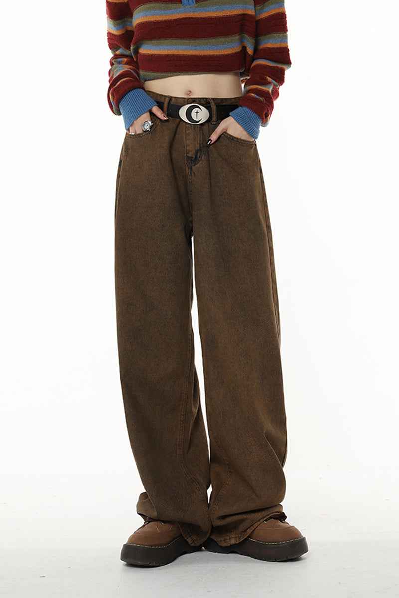 Retro Brown Jeans For Women MuddyStock